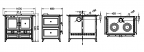 Cuisinière à bois Thermorossi Viola Evo 12.1kW Bordeaux