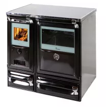Cuisinière à bois Vulcano 7T 10kW Noir dessus vitro - Lacunza Réf. 3000000108208