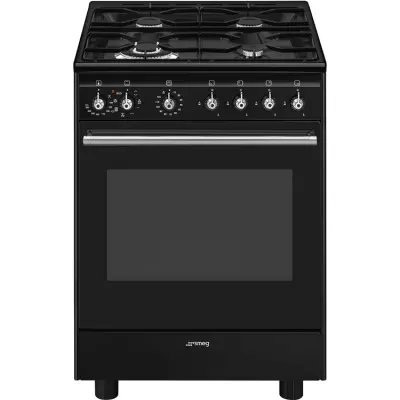 Cuisini�re Concerto 60cm Four multifonction Vapor Clean / 4 foyers gaz Noir - SMEG Elite R�f. CX61GMBL