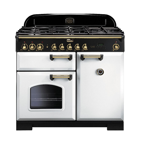 Cuisinière mixte 100cm Falcon Classic Deluxe Blanc Laiton CDL100DFWH/B-EU 3  fours électriques / 5 foyers