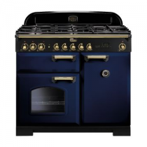 Cuisinière mixte 100cm Falcon Classic Deluxe Bleu roi Laiton CDL100DFRB/B-EU 3 fours électriques / 5 foyers gaz