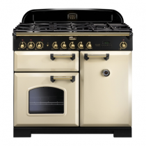 Cuisinière mixte 100cm Falcon Classic Deluxe Crème Laiton CDL100DFCR/B-EU 3 fours électriques / 5 foyers gaz