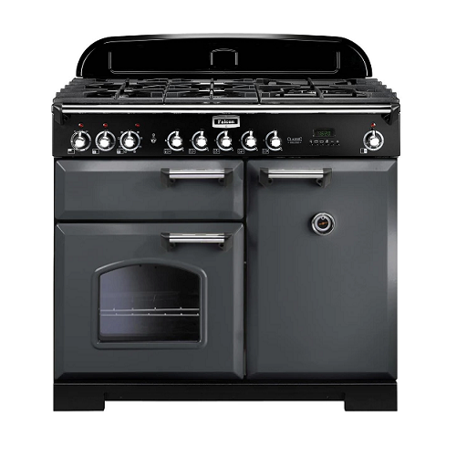 Cuisinière mixte 100cm Falcon Classic Deluxe Gris ardoise Chromé  CDL100DFSL/C-EU 3 fours électriques / 5 foyers gaz