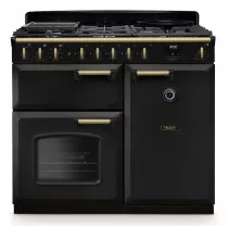 Cuisini&egrave;re mixte 100cm Falcon Classic Deluxe NGC Charbon laiton antique CLDL100DFPCBL/AB-E1 3 fours &eacute;lectriques / 5 foyers gaz