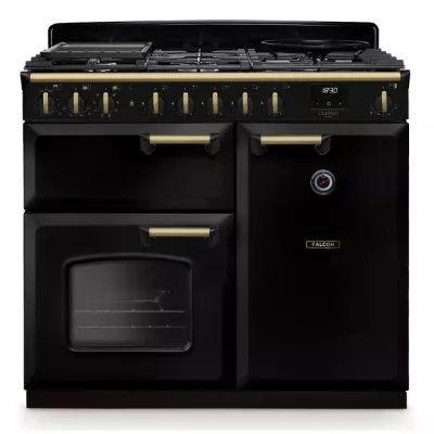Cuisini�re mixte 100cm Falcon Classic Deluxe NGC Noir laiton antique CLDL100DFPGBL/AB-E1 3 fours �lectriques / 5 foyers gaz