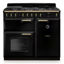 Cuisini&egrave;re mixte 100cm Falcon Classic Deluxe NGC Noir laiton antique CLDL100DFPGBL/AB-E1 3 fours &eacute;lectriques / 5 foyers gaz