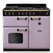 Cuisini&egrave;re mixte 100cm Falcon Classic Deluxe NGC Parme laiton antique CLDL100DFPHTH/AB-E1 3 fours &eacute;lectriques / 5 foyers gaz