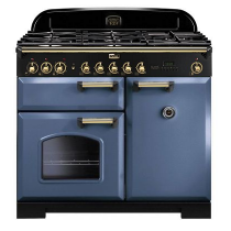 Cuisinière mixte 100cm Falcon Classic Deluxe Roche bleue Laiton CDL100DFSB/B-EU 3 fours électriques / 5 foyers gaz