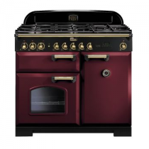 Cuisinière mixte 100cm Falcon Classic Deluxe Rouge airelle Laiton CDL100DFCY/B-EU 3 fours électriques / 5 foyers gaz