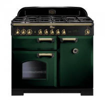 Cuisinière mixte 100cm Falcon Classic Deluxe Vert anglais Laiton CDL100DFRG/B-EU 3 fours électriques / 5 foyers gaz