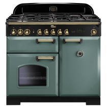 Cuisinière mixte 100cm Falcon Classic Deluxe Vert Minéral Laiton CDL100DFMG/B-EU 3 fours électriques / 5 foyers gaz