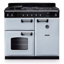 Cuisini&egrave;re mixte 100cm Falcon Classic NGC Bleu pastel Chrom&eacute; CL100DFPMSB/CM-E1 3 fours &eacute;lectriques / 5 foyers gaz