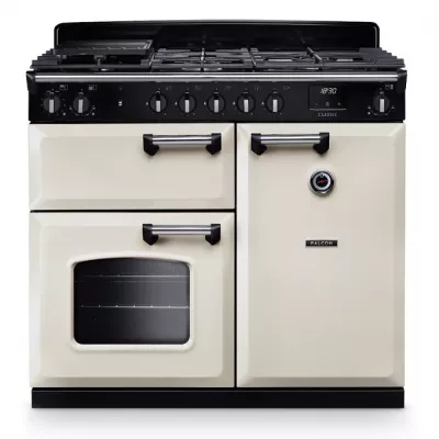 Cuisini�re mixte 100cm Falcon Classic NGC Cr�me pastel Chrom� CL100DFPPCR/CM-E1 3 fours �lectriques / 5 foyers gaz