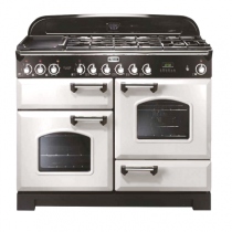 Cuisinière mixte 110cm Falcon Classic Deluxe Blanc Laiton CDL110DFWH/B-EU 3 fours / 5 foyers gaz + 2 vitrocéramiques