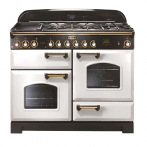 Cuisinière mixte 110cm Falcon Classic Deluxe Blanc Laiton CDL110DFWH/B-EU 3 fours / 5 foyers gaz + 2 vitrocéramiques