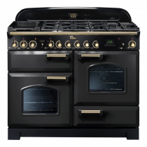 Cuisinière mixte 110cm Falcon Classic Deluxe Charbon Laiton CDL110DFCB/B-EU 3 fours / 5 foyers gaz + 2 vitrocéramiques