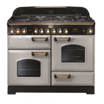 Cuisinière mixte 110cm Falcon Classic Deluxe Gris Perle Laiton CDL110DFRP/B-EU 3 fours / 5 foyers gaz + 2 vitrocéramiques