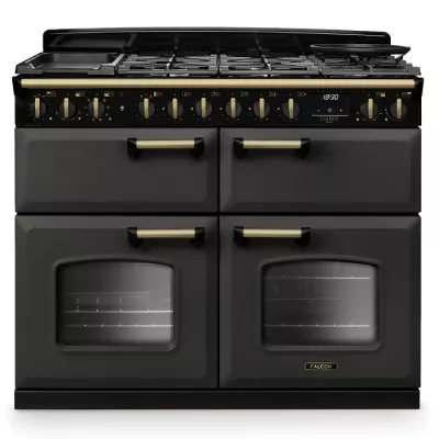 Cuisini�re mixte 110cm Falcon Classic Deluxe NGC Ardoise laiton antique CLDLB110DFPSLT/AB-E1 3 fours / 5 foyers gaz + 2 vitro