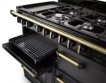 Cuisini&egrave;re mixte 110cm Falcon Classic Deluxe NGC Ardoise laiton antique CLDLB110DFPSLT/AB-E1 3 fours / 5 foyers gaz + 2 vitro