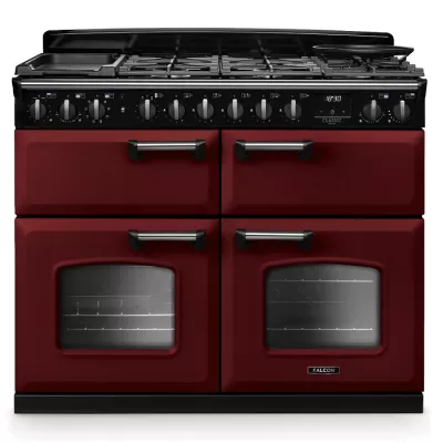 Cuisini�re mixte 110cm Falcon Classic Deluxe NGC Bordeaux chrom� CLDLB110DFPBOR/CM-E1 3 fours / 5 foyers gaz + 2 vitro