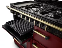 Cuisini&egrave;re mixte 110cm Falcon Classic Deluxe NGC Bordeaux laiton antique CLDLB110DFPBOR/AB-E1 3 fours / 5 foyers gaz + 2 vitro