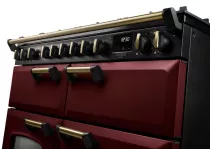 Cuisini&egrave;re mixte 110cm Falcon Classic Deluxe NGC Bordeaux laiton antique CLDLB110DFPBOR/AB-E1 3 fours / 5 foyers gaz + 2 vitro
