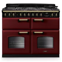 Cuisini&egrave;re mixte 110cm Falcon Classic Deluxe NGC Bordeaux laiton antique CLDLB110DFPBOR/AB-E1 3 fours / 5 foyers gaz + 2 vitro