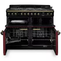 Cuisini&egrave;re mixte 110cm Falcon Classic Deluxe NGC Bordeaux laiton antique CLDLB110DFPBOR/AB-E1 3 fours / 5 foyers gaz + 2 vitro
