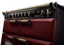 Cuisini&egrave;re mixte 110cm Falcon Classic Deluxe NGC Bordeaux laiton antique CLDLB110DFPBOR/AB-E1 3 fours / 5 foyers gaz + 2 vitro