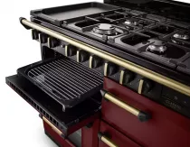 Cuisini&egrave;re mixte 110cm Falcon Classic Deluxe NGC Bordeaux laiton antique CLDLB110DFPBOR/AB-E1 3 fours / 5 foyers gaz + 2 vitro