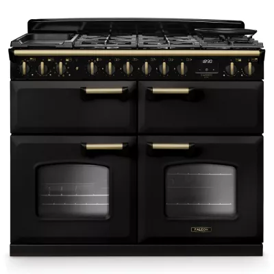 Cuisini�re mixte 110cm Falcon Classic Deluxe NGC Carbon laiton antique CLDLB110DFPCBL/AB-E1 3 fours / 5 foyers gaz + 2 vitro