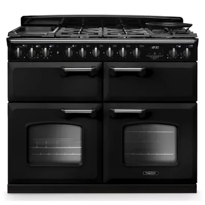 Cuisini�re mixte 110cm Falcon Classic Deluxe NGC Charbon chrom� CLDLB110DFPCBL/CM-E1 3 fours / 5 foyers gaz + 2 vitro