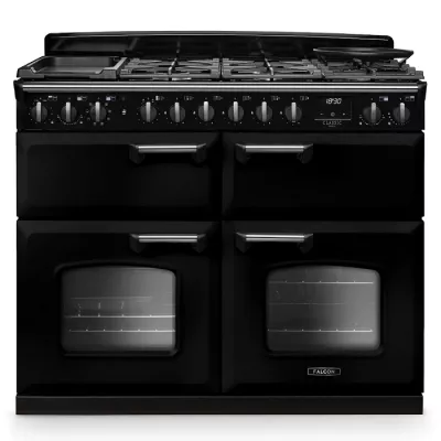 Cuisini�re mixte 110cm Falcon Classic Deluxe NGC Noir chrom� CLDLB110DFPGBL/CM-E1 3 fours / 5 foyers gaz + 2 vitro