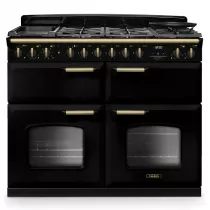 Cuisini&egrave;re mixte 110cm Falcon Classic Deluxe NGC Noir laiton antique CLDLB110DFPGBL/AB-E1 3 fours / 5 foyers gaz + 2 vitro