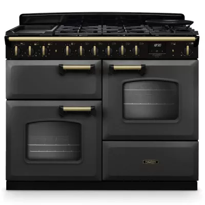 Cuisini�re mixte 110cm Falcon Classic Deluxe NGC OC Ardoise laiton antique CLDLO110DFPSLT/AB-E1 3 fours / 5 gaz + 2 vitro