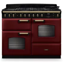 Cuisini&egrave;re mixte 110cm Falcon Classic Deluxe NGC OC Bordeaux laiton antique CLDLO110DFPBOR/AB-E1 3 fours / 5 gaz + 2 vitro