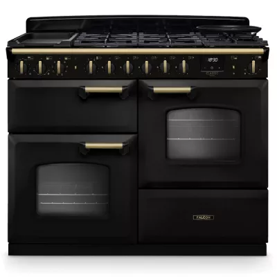 Cuisini�re mixte 110cm Falcon Classic Deluxe NGC OC Charbon laiton antique CLDLO110DFPCBL/AB-E1 3 fours / 5 gaz + 2 vitro