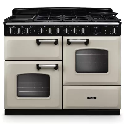 Cuisini�re mixte 110cm Falcon Classic Deluxe NGC OC Cr�me pastel chrom� CLDLO110DFPPCR/CM-E1 3 fours / 5 gaz + 2 vitro