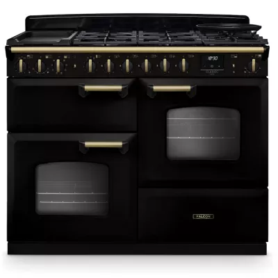 Cuisini�re mixte 110cm Falcon Classic Deluxe NGC OC Noir laiton antique CLDLO110DFPGBL/AB-E1 3 fours / 5 gaz + 2 vitro