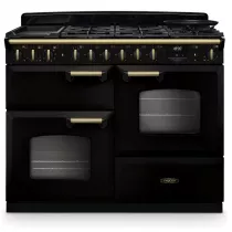 Cuisini&egrave;re mixte 110cm Falcon Classic Deluxe NGC OC Noir laiton antique CLDLO110DFPGBL/AB-E1 3 fours / 5 gaz + 2 vitro