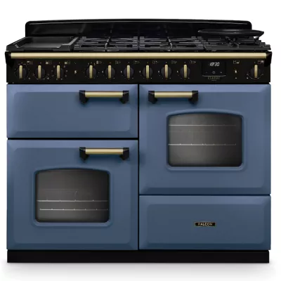 Cuisini�re mixte 110cm Falcon Classic Deluxe NGC OC Roche bleue laiton antique CLDLO110DFPSTB/AB-E1 3 fours / 5 gaz + 2 vitro