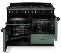 Cuisini&egrave;re mixte 110cm Falcon Classic Deluxe NGC OC Vert min&eacute;ral laiton antique CLDLO110DFPMGR/AB-E1 3 fours / 5 gaz + 2 vitro