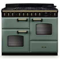 Cuisini&egrave;re mixte 110cm Falcon Classic Deluxe NGC OC Vert min&eacute;ral laiton antique CLDLO110DFPMGR/AB-E1 3 fours / 5 gaz + 2 vitro