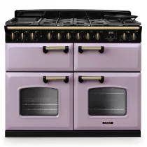 Cuisini&egrave;re mixte 110cm Falcon Classic Deluxe NGC Parme laiton antique CLDLB110DFPHTH/AB-E1 3 fours / 5 foyers gaz + 2 vitro