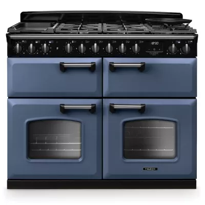 Cuisini�re mixte 110cm Falcon Classic Deluxe NGC Roche bleue chrom� CLDLB110DFPSTB/CM-E1 3 fours / 5 foyers gaz 2 vitro