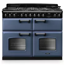 Cuisini&egrave;re mixte 110cm Falcon Classic Deluxe NGC Roche bleue chrom&eacute; CLDLB110DFPSTB/CM-E1 3 fours / 5 foyers gaz 2 vitro