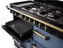 Cuisini&egrave;re mixte 110cm Falcon Classic Deluxe NGC Roche bleue laiton antique CLDLB110DFPSTB/AB-E1 3 fours / 5 foyers gaz 2 vitro