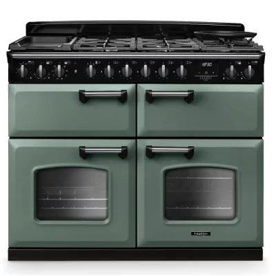 Cuisini�re mixte 110cm Falcon Classic Deluxe NGC Vert min�ral chrom� CLDLB110DFPMGR/CM-E1 3 fours / 5 foyers gaz + 2 vitro