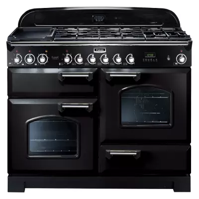 Cuisini�re mixte 110cm Falcon Classic Deluxe Noir Chrom� CDL110DFBL/C-EU 3 fours / 5 foyers gaz + 2 vitroc�ramiques