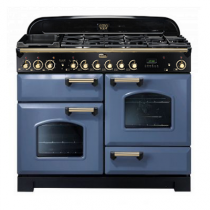 Cuisinière mixte 110cm Falcon Classic Deluxe Roche bleue Laiton CDL110DFSB/B-EU 3 fours / 5 foyers gaz + 2 vitrocéramiques